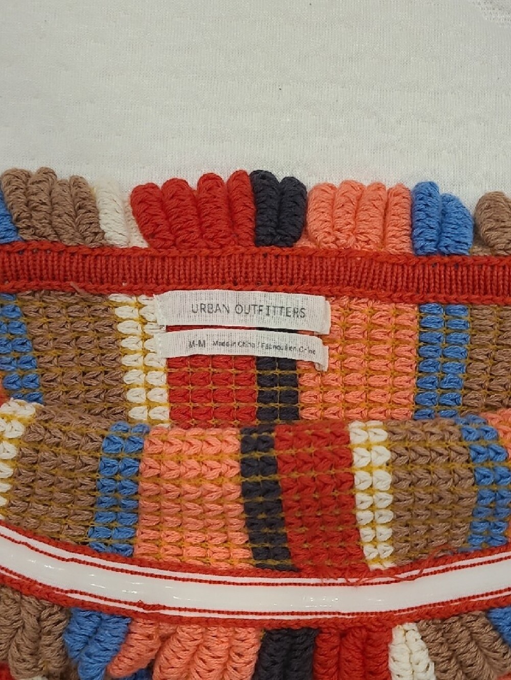 Urban Outfitters Red, Coral, Blue & Tan Crocheted Strapless Top - Picture 2 of 3